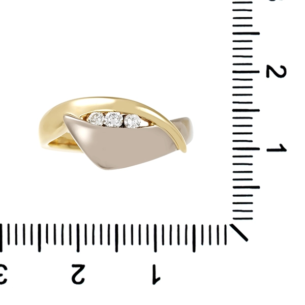 Ring, 14K, Gelb-/Weißgold, Brillanten