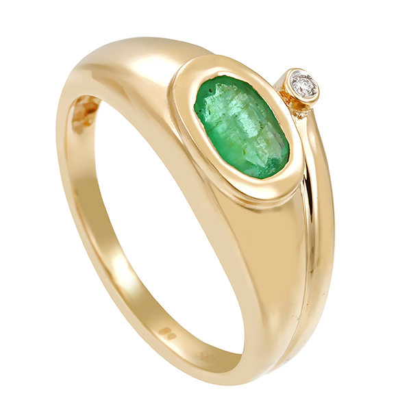 Ring, 14K, Gelbgold, Brillant, Smaragd