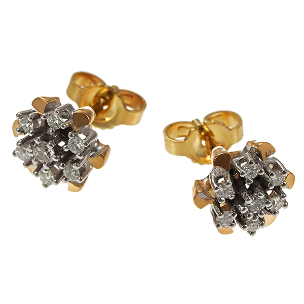 Ohrstecker, 14K, Gelb-/Weißgold, Diamanten