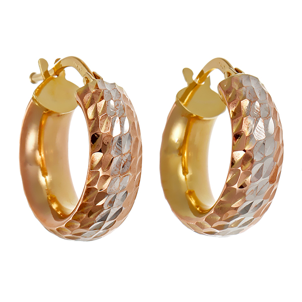 Creolen, 9K, Rot-/Weiß-/Gelbgold