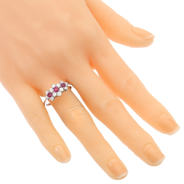 Ring, 14K, Weißgold, Brillant, Rubin