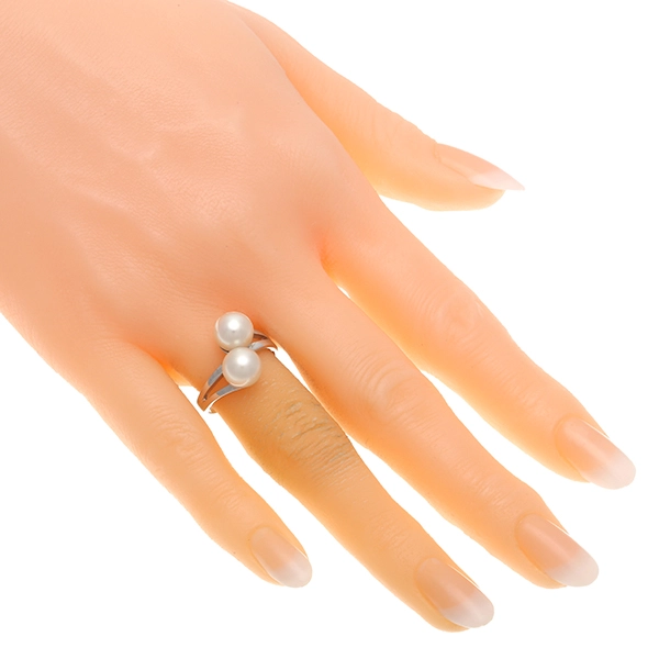 Ring, 14K, Weißgold, Perlen