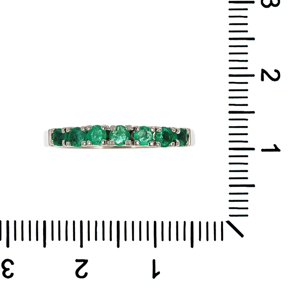 Ring, 14K, Weißgold, Smaragd