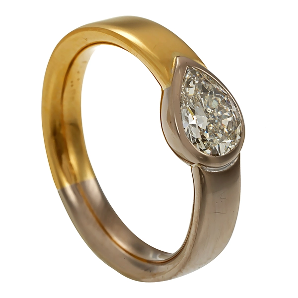 Diamantring, 18K, Gelb-/Weißgold, Diamant 1,00 ct