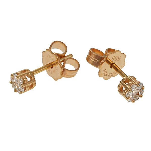 Ohrstecker, 14K, Gelbgold, Brillanten