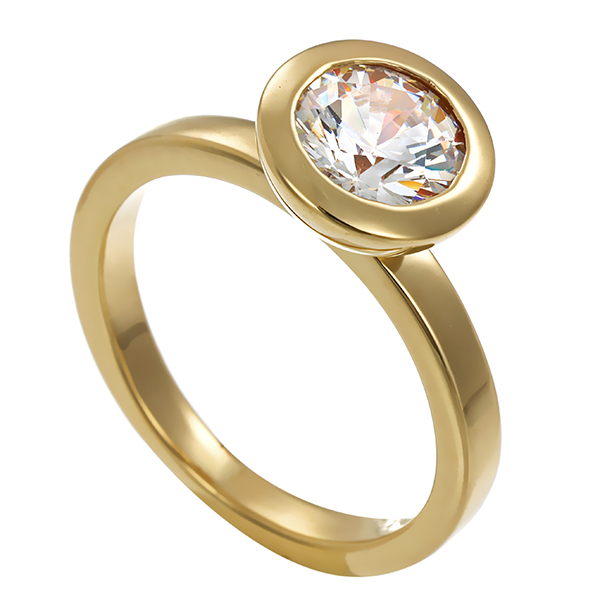 Ring, 14K, Gelbgold, Zirkonia