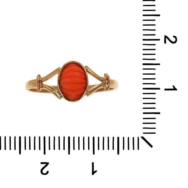 Ring, 14K, Gelbgold, Koralle