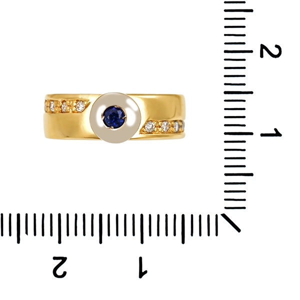 Ring, 18K, Gelbgold, Saphir, Brillant