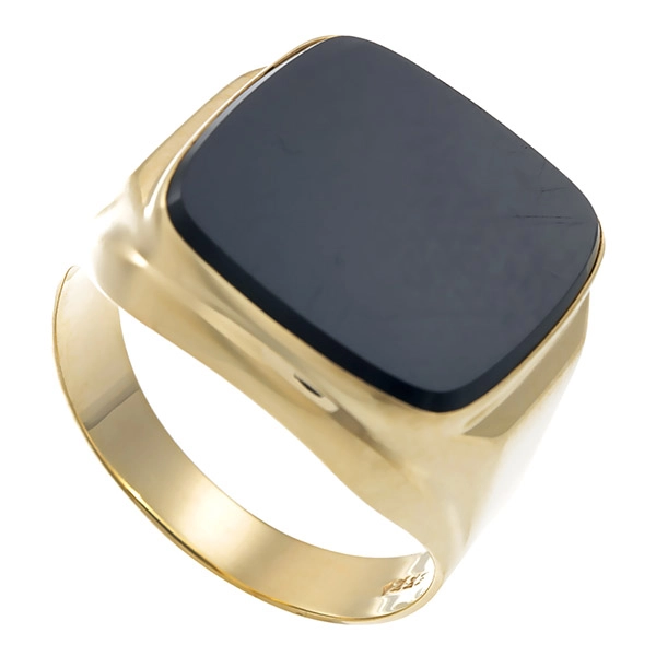 Herrenring, 8K, Gelbgold, Onyx