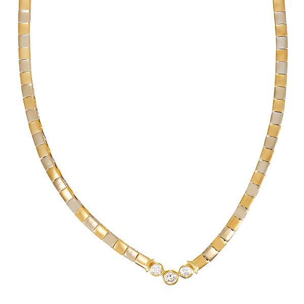 Collier, 18K, Gelb-/Weißgold, Brillanten