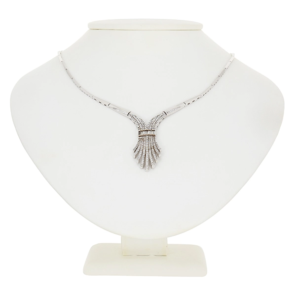 Collier, 14K, Weißgold, Zirkonia
