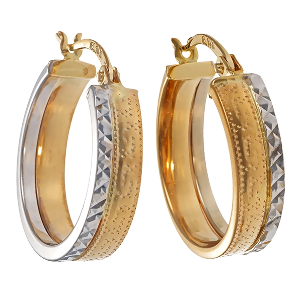 Creolen, 14K, Gelb-/Weißgold