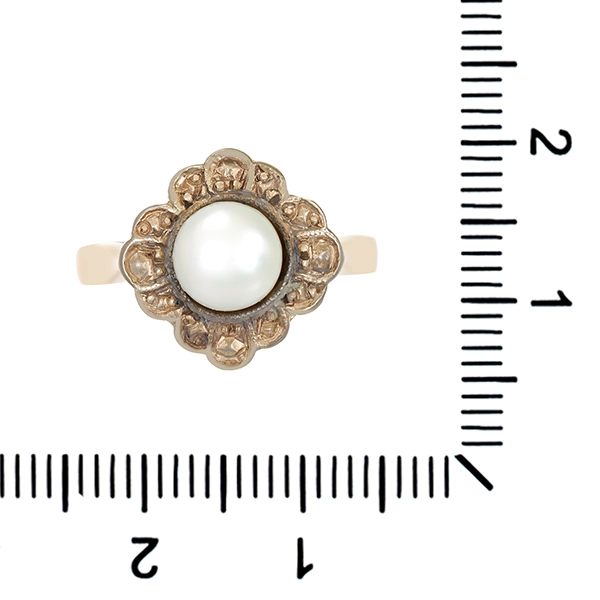 Ring, 14K, Gelb-/Weißgold, Perle