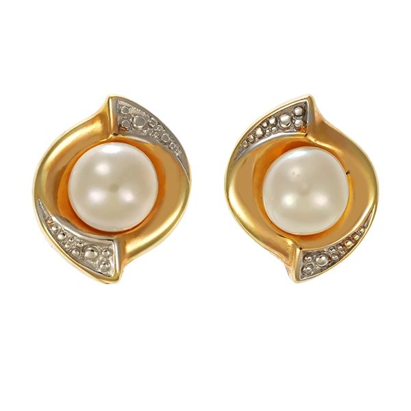 Ohrstecker, 14K, Gelb-/Weißgold, Perlen