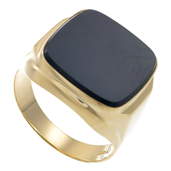 Herrenring, 8K, Gelbgold, Onyx