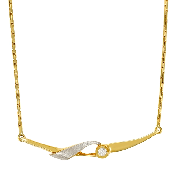 Collier, 14K, Gelb-/Weißgold, Brillant
