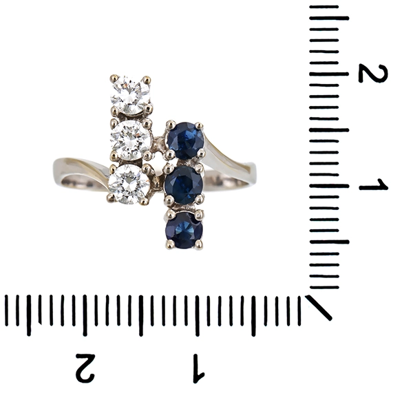 Ring, 14K, Weißgold, Saphire, Brillanten 0,45 ct