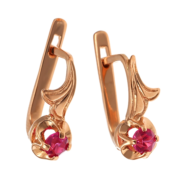 Bouton, 14K, Rotgold, synthetischer Korund