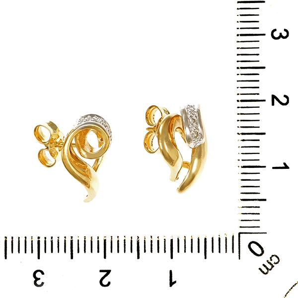Ohrstecker, 14K, Gelb-/Weißgold, Diamanten