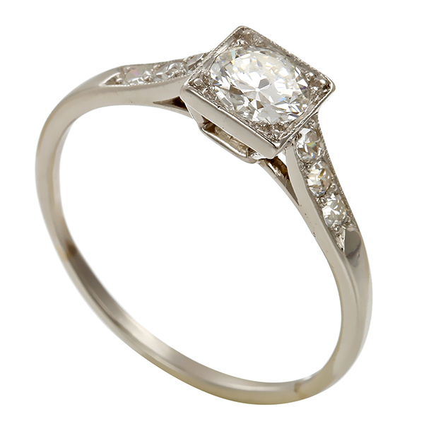Ring, 18K, Weißgold, Diamanten, Altschliff