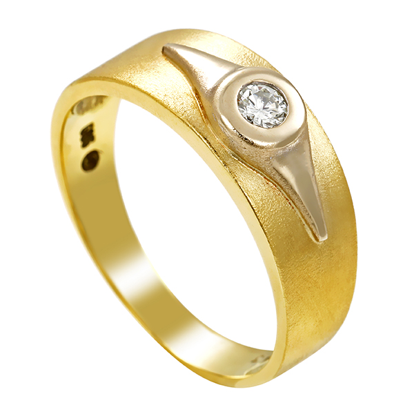 Diamantring, 14K, Gelb-/Weißgold, Brillant 0,13 ct