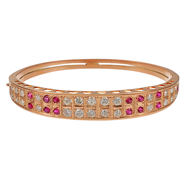 Armreif, 14K, Rotgold, Diamant, Rubin