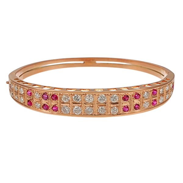 Armreif, 14K, Rotgold, Diamant, Rubin