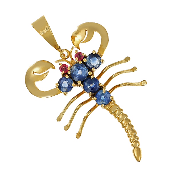 Anhänger, 14K, Gelbgold, Rubin, Saphir