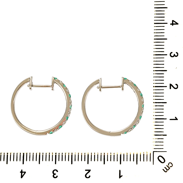 Ohrringe, 14K, Weißgold, Smaragd, Brillant