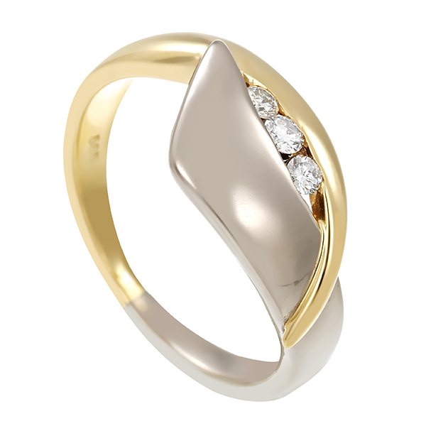 Ring, 14K, Gelb-/Weißgold, Brillanten