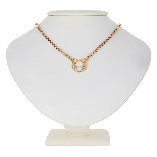 Collier, 14K, Gelb-/Weißgold, Brillant, Perle