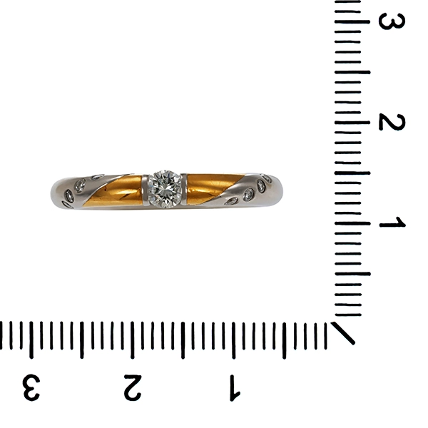 Ring, 950 Platin/Gelbgold, Brillanten
