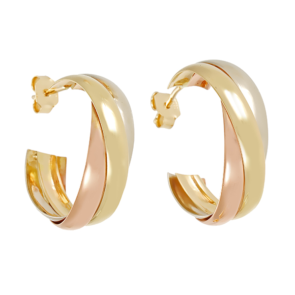Steckcreolen, 14K, Rot-/Gelb-/Weißgold