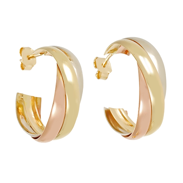Steckcreolen, 14K, Rot-/Gelb-/Weißgold