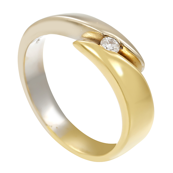 Diamantring, 14K, Gelb-/Weißgold, Brillant