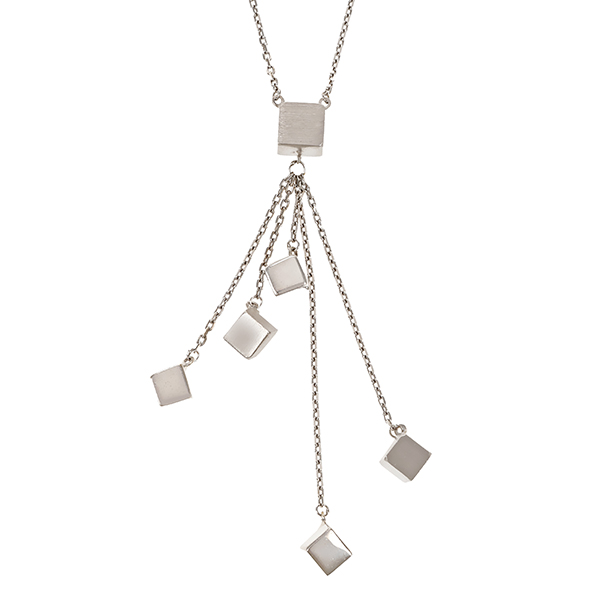 Collier, 18K, Weißgold, Würfel
