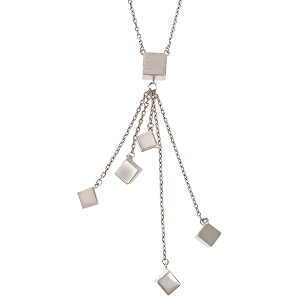 Collier, 18K, Weißgold, Würfel