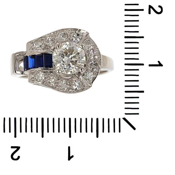 Ring, 14K, Weißgold, Brillant, Diamanten, Saphire