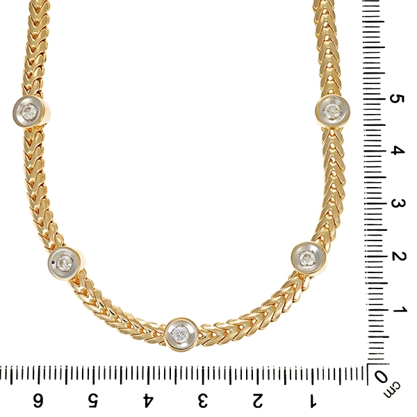 Collier, 14K, Gelb-/Weißgold, Brillanten