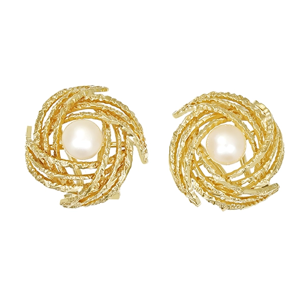 Ohrclipse, 14K, Gelbgold, Perlen