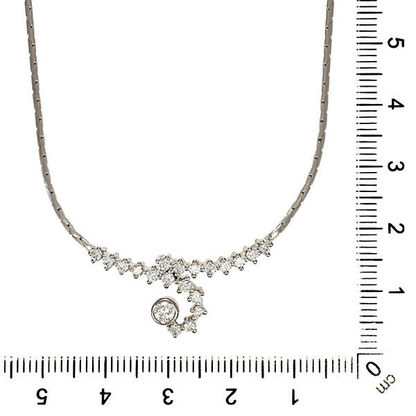 Collier, 14K, Weißgold, Brillant