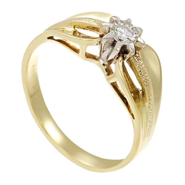 Diamantring, 14K, Gelb-/Weißgold, Brillant 0,20ct