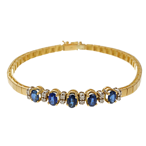 Armband, 18K, Gelb-/Weißgold, Saphir, Brillant