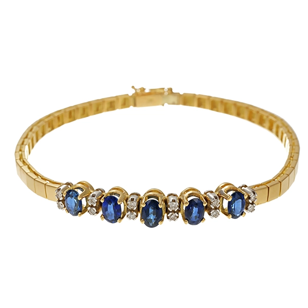 Armband, 18K, Gelb-/Weißgold, Saphir, Brillant