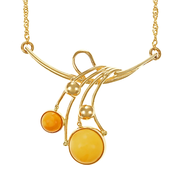 Collier, 14K, Gelbgold, Bernstein