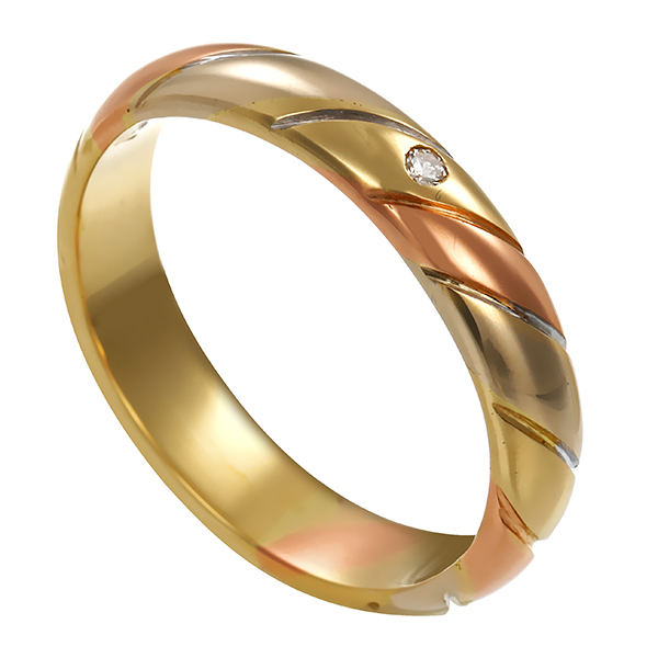 Diamantring, 18K, Rot-/Gelb-/Weißgold, Brillant