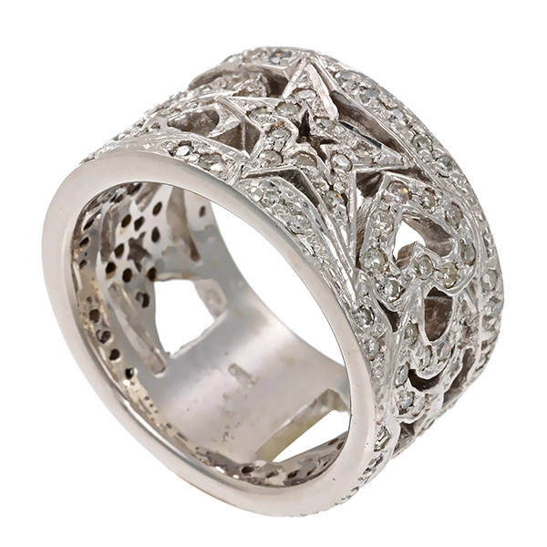 Ring, 14K, Weißgold, Diamanten