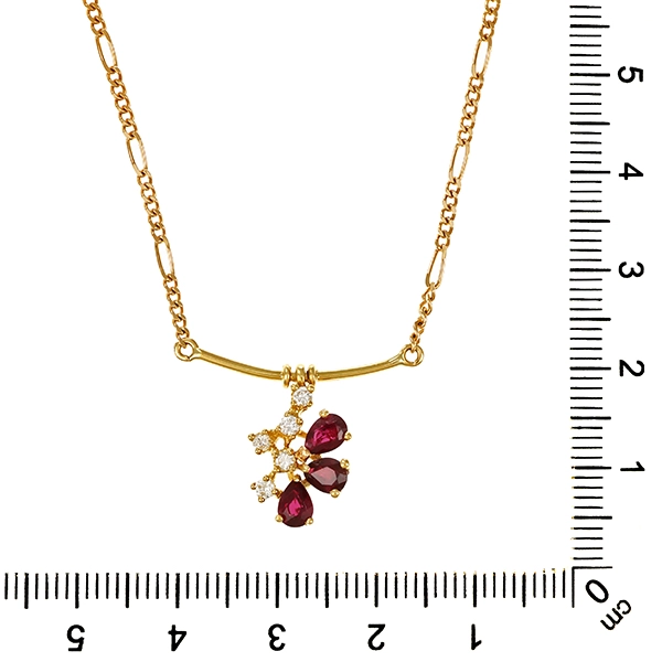 Collier,18K, Gelbgold, Brillanten & Granate, L42cm