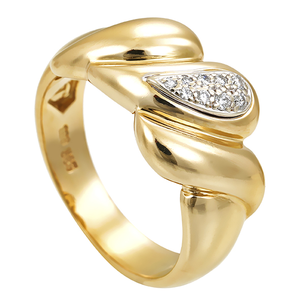 Diamantring, 14K, Gelbgold, Brillanten