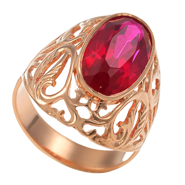 Ring, 14K, Rotgold, synthetischer Korund